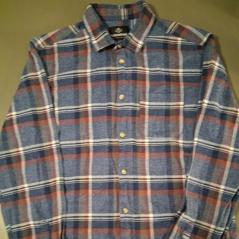 Threadbare Shirt Mens Medium Plaid Flannel Blue Red Long Sleeve Button Up